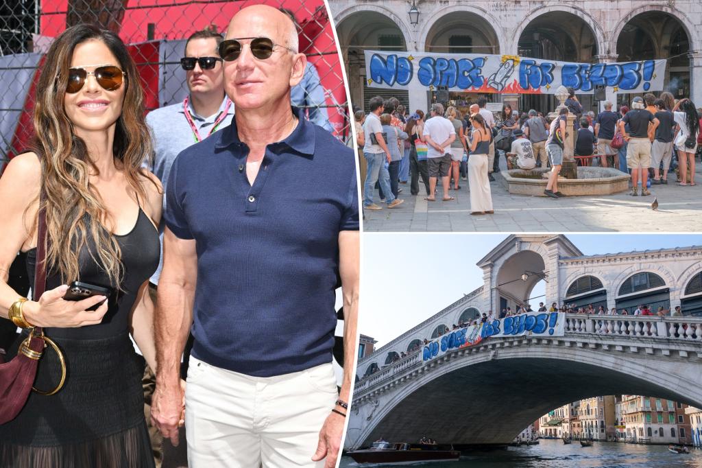 Jeff Bezos and Lauren Sánchez’s wedding planners protect the couple among the protests of Venice